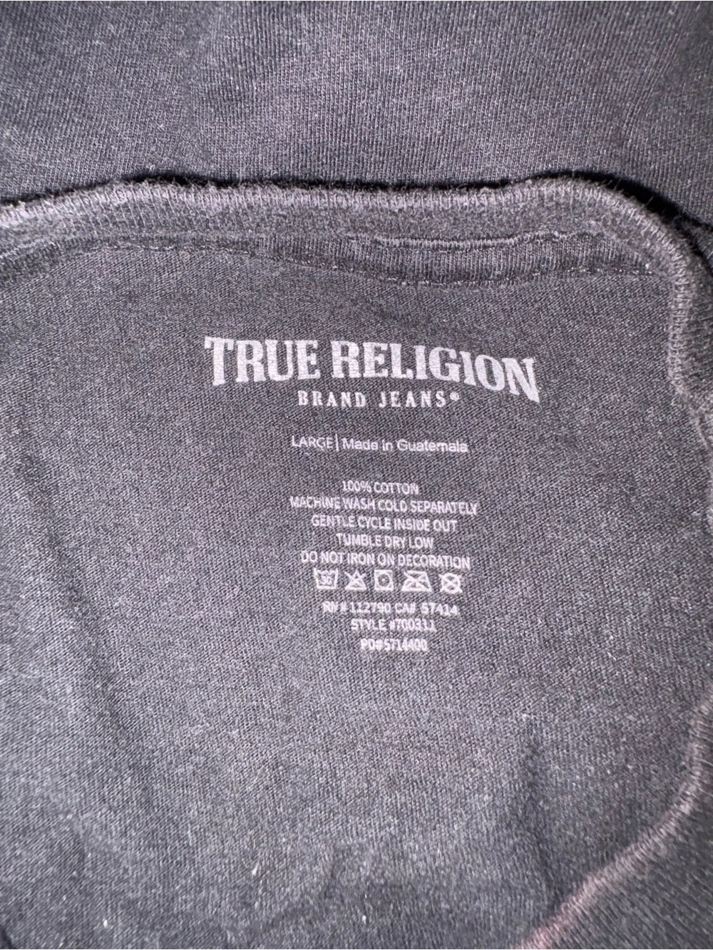 True Religion Black Short-Sleeve Tee with Metallic Logo